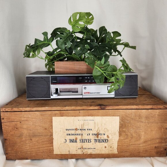 Handmade Upcycled Vintage Cassette Player Faux Planter - Retro Decor Accent - Picture 1 of 8